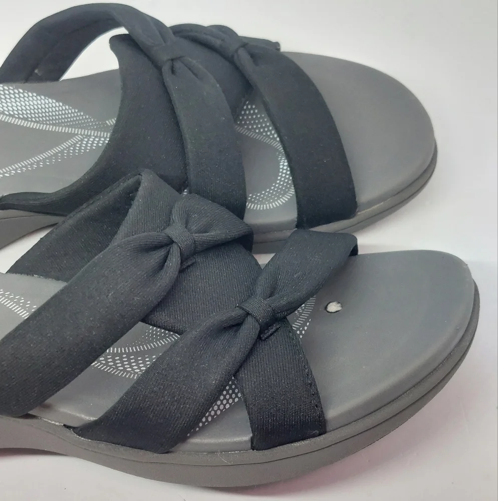 Clarks Women’s Cloudsteppers Breeze Rae Sandals Black Gray Size 9.5M